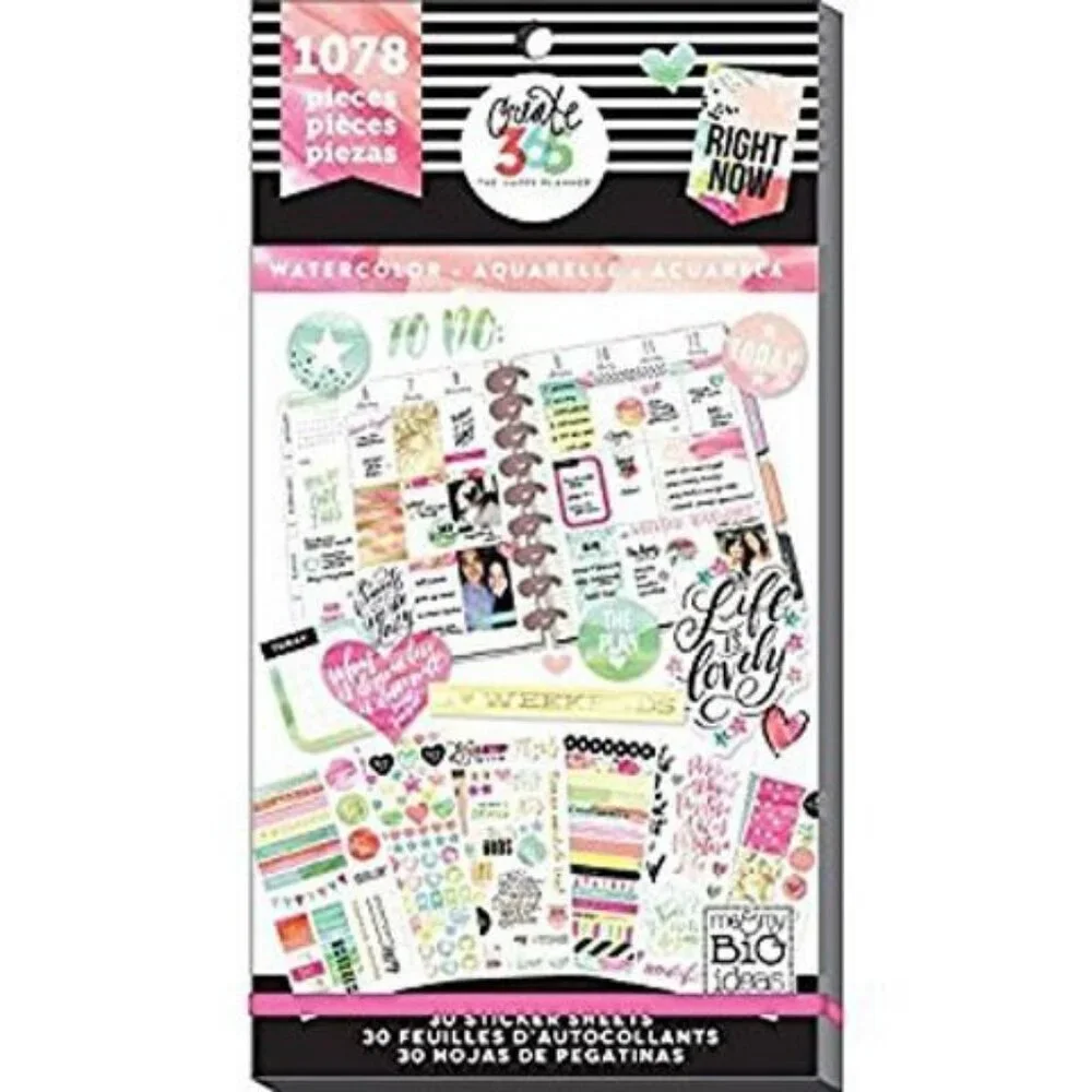 Happy‎ Planner Sticker WATERCOLOR Value Pack Mini 1078/Package